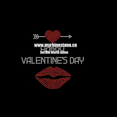 wholesale valentines's day with heart and lip rhinestone transfer design