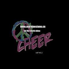 Wholesale Cheer Peace Mark Hot Fix Rhinestone Transfer
