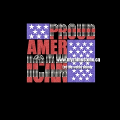 proud American Iron On Rhinestone And Glitter Transfer