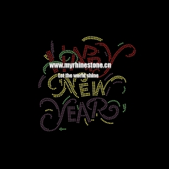 Happy New Year Iron On Rhinestone Design