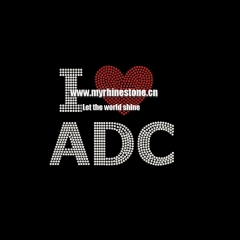 I Love ADC Iron On Rhinestone Transfer