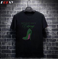 Custom New Design High Heel Birthday Girl's Entourage Motif Rhinestone Heat Transfer