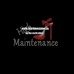 Custom Red High Heel Maintenance Motif Hot Fix Rhinestone Heat Transfer Design