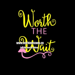 Worth the Wait Letter Heat Rhinestone Motif