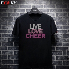 Live Love Cheer Letter Iron on Rhinestone Motif