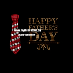 Happy Father's Day Tie Iron on Rhinestone Transfer