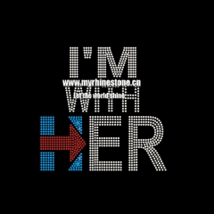 I'm with Her Letter Iron on Rhinestone Motif