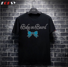 Baby on Board Cheer Bow Heat Rhinestone Transfer