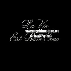 La Vie Letters Iron on Rhinestone Motif