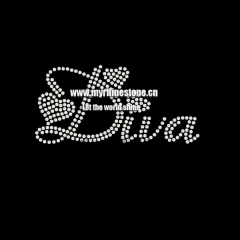 Diva Heart Iron on Rhinestone Transfer