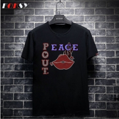 Big Size Peace Out Motif Hot Fix Rhinestone Heat Transfer Iron on T-shirt