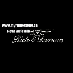 Rich and Famous Letters Iron on Rhinestone Motif