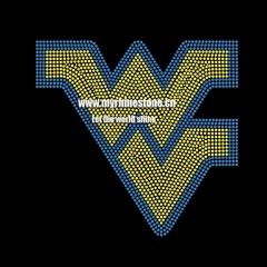 WV Letters Hot Fix Rhinestone Motif