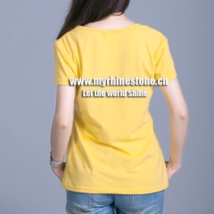 Yellow Cotton Round Neck T-shirts