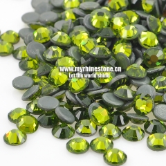 Olivine Round Shape Flat-back MCE Machine Cut Rhinestones