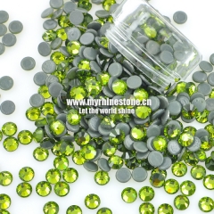 Olivine Round Shape Flat-back MCE Machine Cut Rhinestones