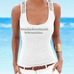 White Low Collar Tank Tops
