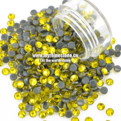 Citrine Round Shape Flat-back MCE Machine Cut Rhinestones