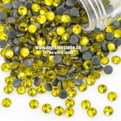 Citrine Round Shape Flat-back MCE Machine Cut Rhinestones