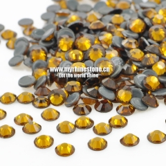 Dark Amber Round Shape Flat-back MCE Machine Cut Rhinestones