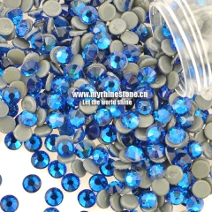 Capri Blue Round Shape Flat-back MCE Machine Cut Rhinestones