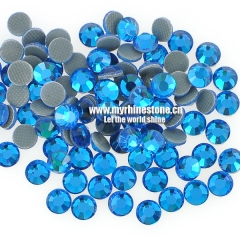 Capri Blue Round Shape Flat-back MCE Machine Cut Rhinestones