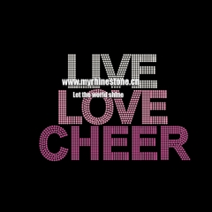 Live Love Cheer Letter Iron on Rhinestone Motif