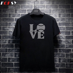 Custom LOVE Motif Hot Fix Crystal Rhinestone Heat Transfer Design Iron on T-shirt