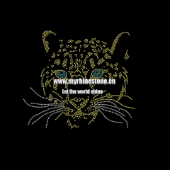 Custom Hot Fix Tiger Head Motif Rhinestone Heat Transfer Iron on Clothing