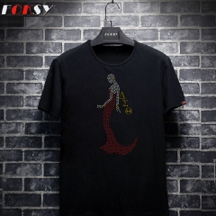 Afro Girl Rock AEO Rhinestone Heat Transfer Iron on For T-shirt