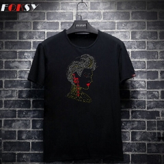 Custom Afro Beautiful Girl Motif Hot Fix Rhinestone Heat Transfer for Clothing