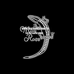 Custom Hot Fix Gecko Motif Rhinestone Heat Transfer Design Iron on Clothing