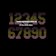 Number Hot Fix Motif Rhinestones Heat Transfer Iron on Design for Clothes