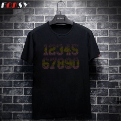 Number Hot Fix Motif Rhinestones Heat Transfer Iron on Design for Clothes