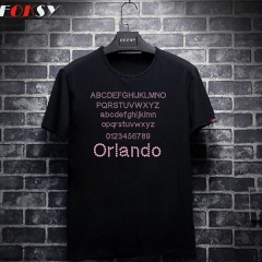 Custom Alphabet with Numbers and Letter Orlando Motif Hot Fix Rhinestone Transfer for Clothing