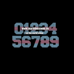 Custom Number Zero to Nine Motif Hot Fix Rhinestone Heat Transfer Iron on T-shirt