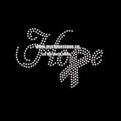Hope Pink Ribbon Hot Fix Rhinestone Transfer