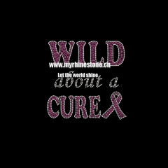 Wild about a Cure Pink Ribbon Heat Rhinestone Transfer