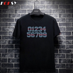 Custom Number Zero to Nine Motif Hot Fix Rhinestone Heat Transfer Iron on T-shirt