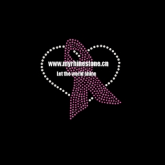 Pink Ribbon Heart Hot Fix Rhinestone Motif