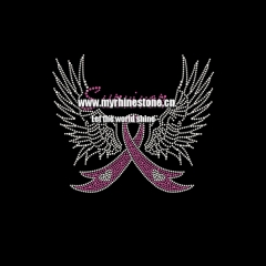 Pink Ribbon Wing Heat Rhinestone Transfer Design