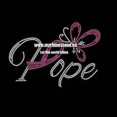Hope Butterfly Pink Ribbon Heat Rhinestone Transfer