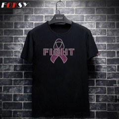 Fight Pink Ribbon Heat Rhinestone Motif