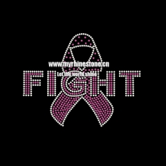 Fight Pink Ribbon Heat Rhinestone Motif