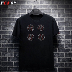 Baseball Hot Fix Motif Rhinestone Heat Transfer Iron On T-shirt