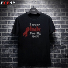 I Wear Pink Ribbon for My Mom Care Breast Cancer Rhinestone Transfer