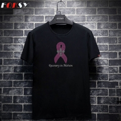 hotfix rhinestone pink ribbon hope breast cancer iron on transfer