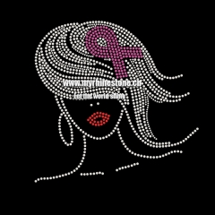 Afro Girl Pink Ribbon Breast Cancer Awareness Rhinestone Transfer