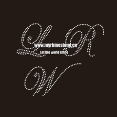 Custom Letter L R W Motif Hot Fix Rhinestone Heat Transfer Design Iron on T-shirt