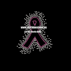 Pink Ribbon Iron on Rhinestone Transfer